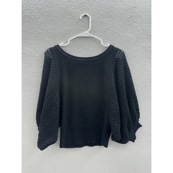 Heart-n-crush Womens Sweater Size Medium Black Open Knit Arms - Picture 8 of 14